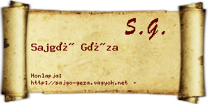 Sajgó Géza névjegykártya